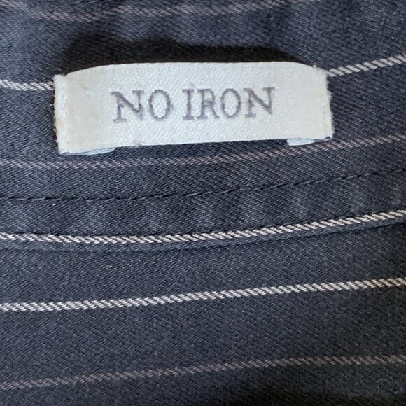 Van Heusen Mens Black/White Striped Button-Up Shirt L 16-16.5 Long Sleeve - Picture 7 of 9